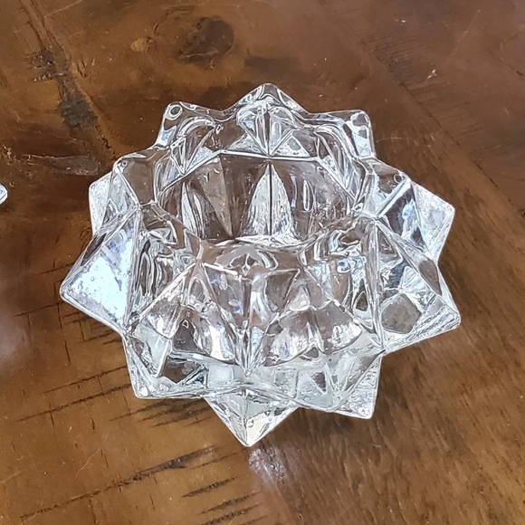 2  Star Burst Glass Votive Tealight Candle Holders - Picture 10 of 12